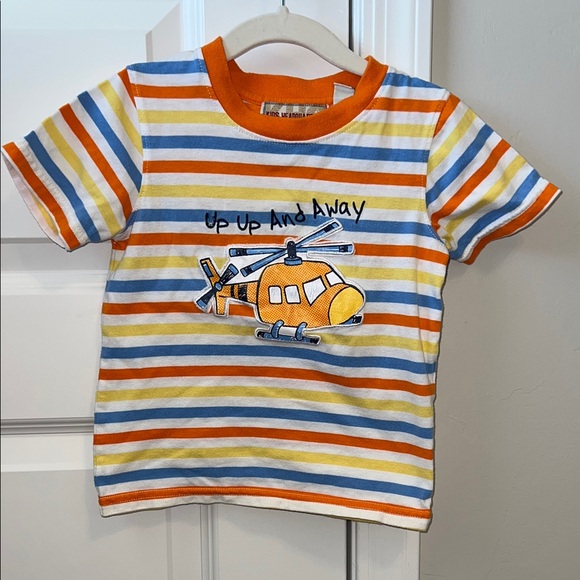 Striped Helicopter Patch Kids T-Shirt - Up Up and Away! - Picture 1 of 4